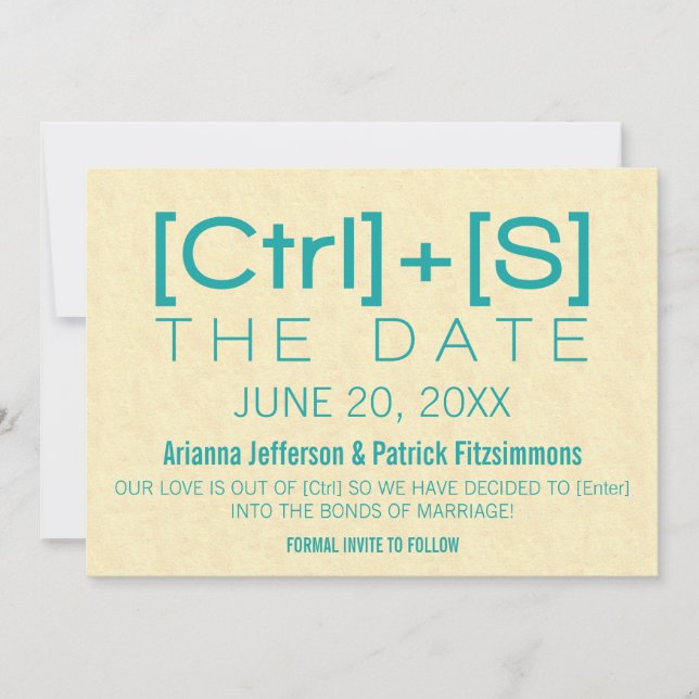 Geeky Typography Save the Date, Teal Date (Front)