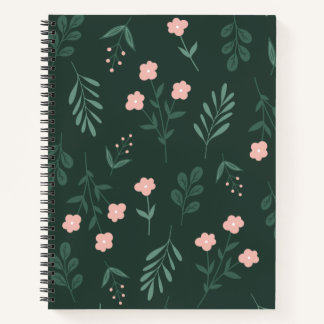 Geen and Pink FLoral Notebook