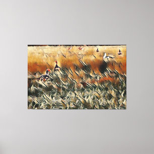 Geese and Duck Roam Art Canvas Print