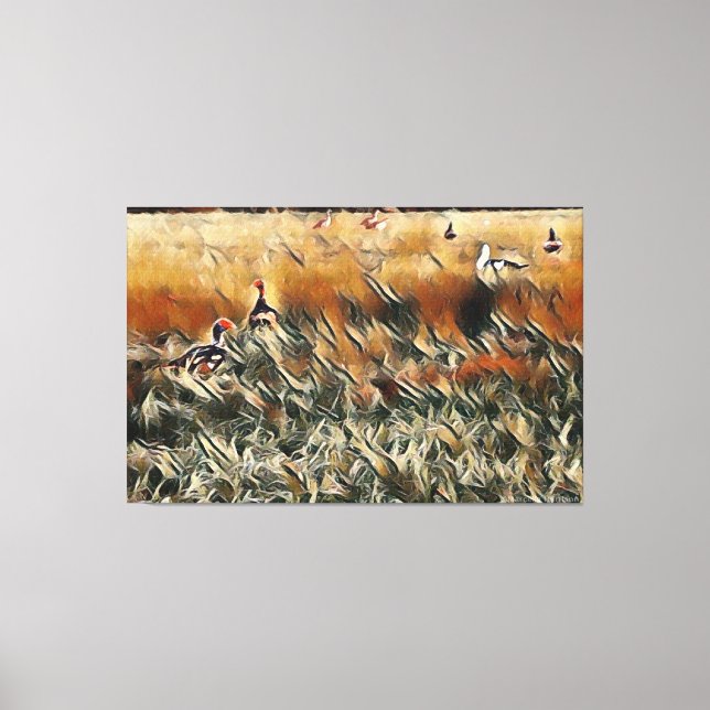 Geese and Duck Roam Art Canvas Print (Front)