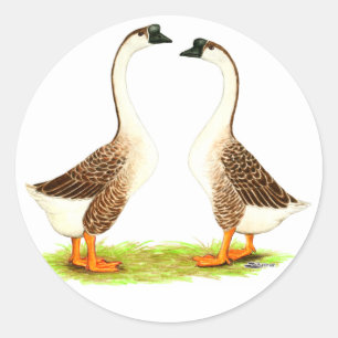 Geese: Brown Chinese Classic Round Sticker