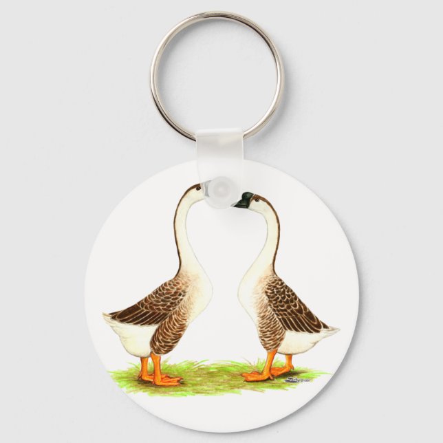Geese:  Brown Chinese Key Ring (Front)