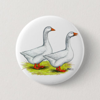 Geese: Embden Pair 6 Cm Round Badge