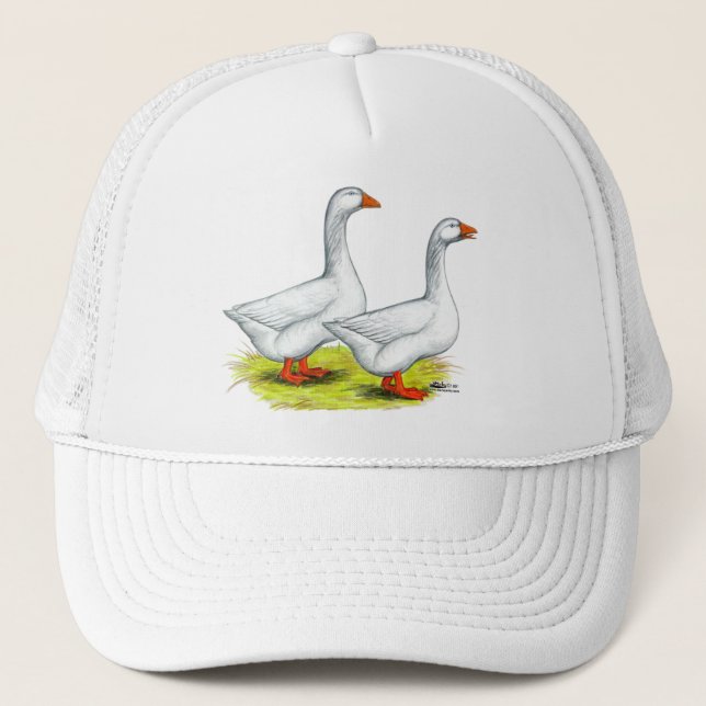Geese:  Embden Pair Trucker Hat (Front)