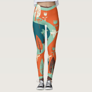 Geese Forest: Vintage Nature Scene Leggings