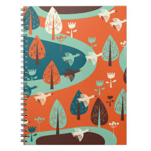 Geese Forest: Vintage Nature Scene Notebook