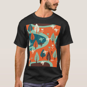 Geese Forest: Vintage Nature Scene T-Shirt