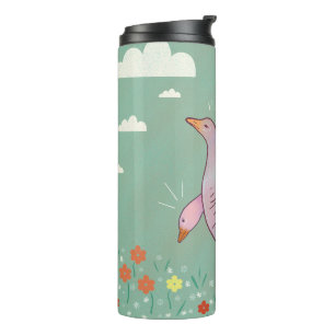 Geese Girls   Whimsical Folk Art Goose Duo Thermal Tumbler