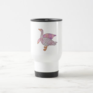 Geese Girls   Whimsical Folk Art Goose Duo Travel Mug