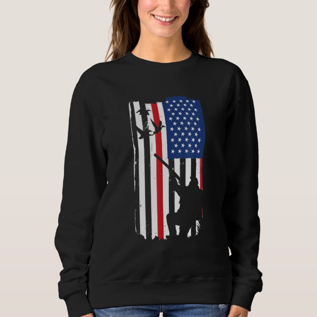Geese Hunter Us Flag Goose Hunting Sweatshirt (Front)
