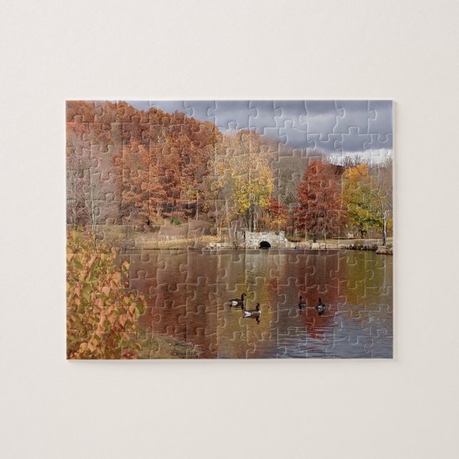 Geese in Reflected Fall Colours - Jigsaw Puzzle (Horizontal)