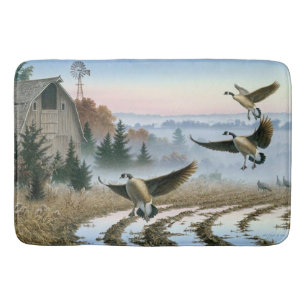 Geese In The Farm Field Bath Mat