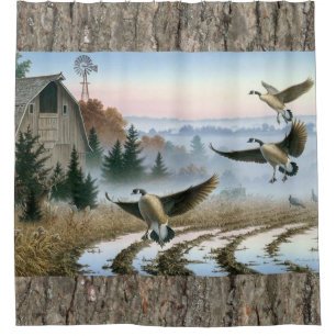 Geese In The Farm Field Shower Curtain