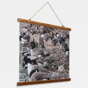 Geese in the Park Wood Topped Wall Tapestry