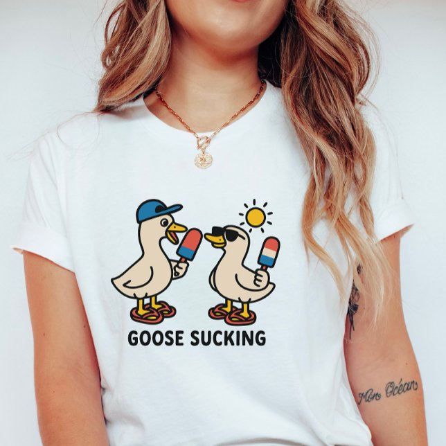 Geese Licking Ice Cream; Cute and Silly Goose T-Shirt (Creator Uploaded)