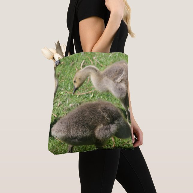 Geese on the Grass Tote Bag (Close Up)