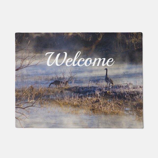 Geese Talking A Break Welcome Door Sign Doormat (Front)