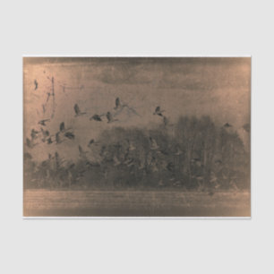 Geese Vintage Antique Brown Texture Sunset Tissue Paper