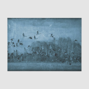 Geese Vintage Antique Teal Blue Texture Decoupage Tissue Paper