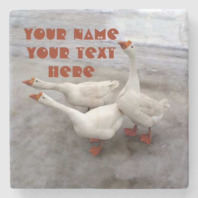 Geese white stone coaster (Front)