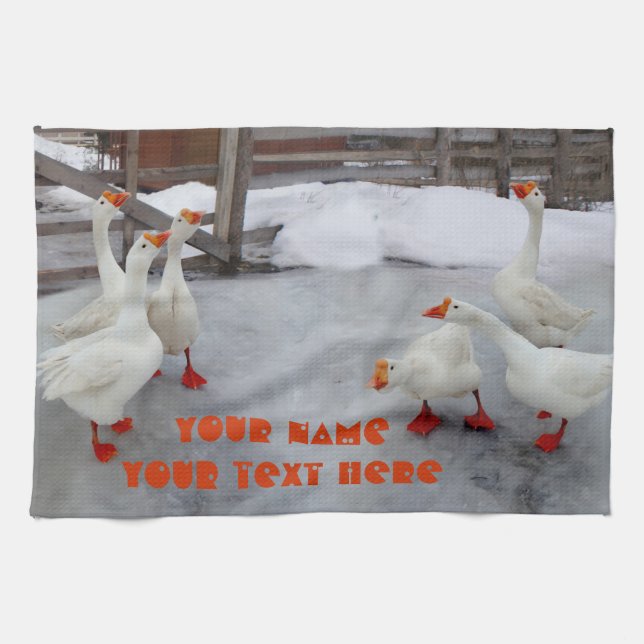 Geese white tea towel (Horizontal)
