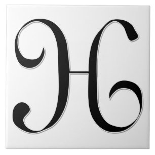 Geessele Letter H in Black Monogram Tile