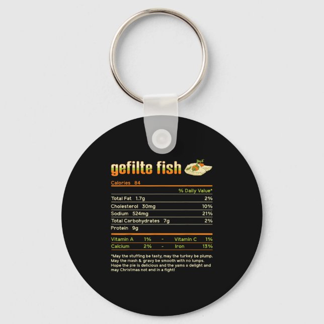 Gefilte Fish Nutrition Facts Family Matching Chris Key Ring (Front)