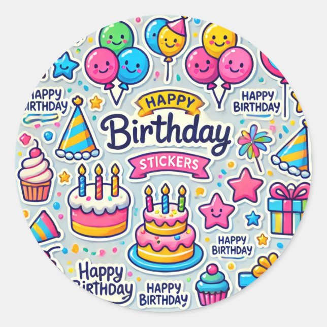 Geft stickers happy birthdays stickers (Front)