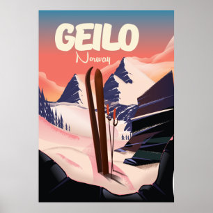 Geilo Norway beautiful ski poster. Poster