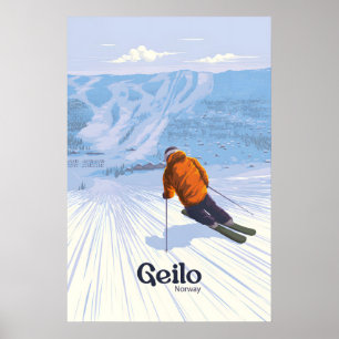 Geilo Norway Ski Resort Travel Poster