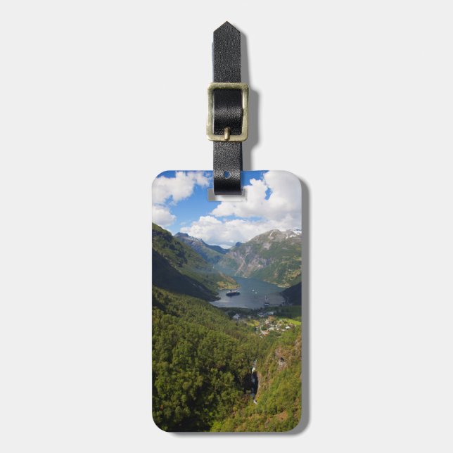 Geiranger Fjord landscape, Norway Luggage Tag (Front Vertical)