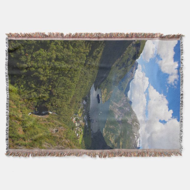 Geiranger Fjord landscape, Norway Throw Blanket (Front)