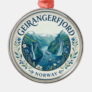 Geirangerfjord Norway Metal Tree Decoration