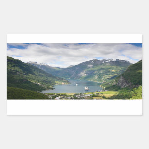 Geirangerfjord view in Norway rectangular sticker