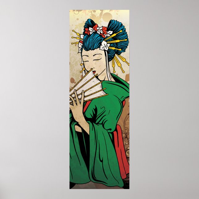 Geisha 芸者 Japanese long vertical print poster (Front)