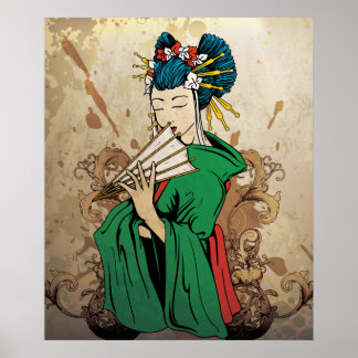 Geisha 芸者 Japanese print poster