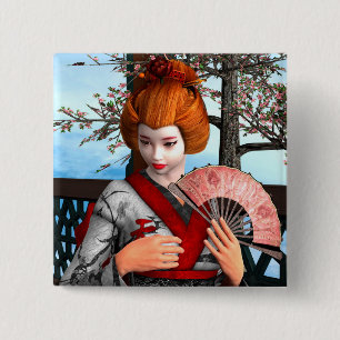 Geisha 15 Cm Square Badge