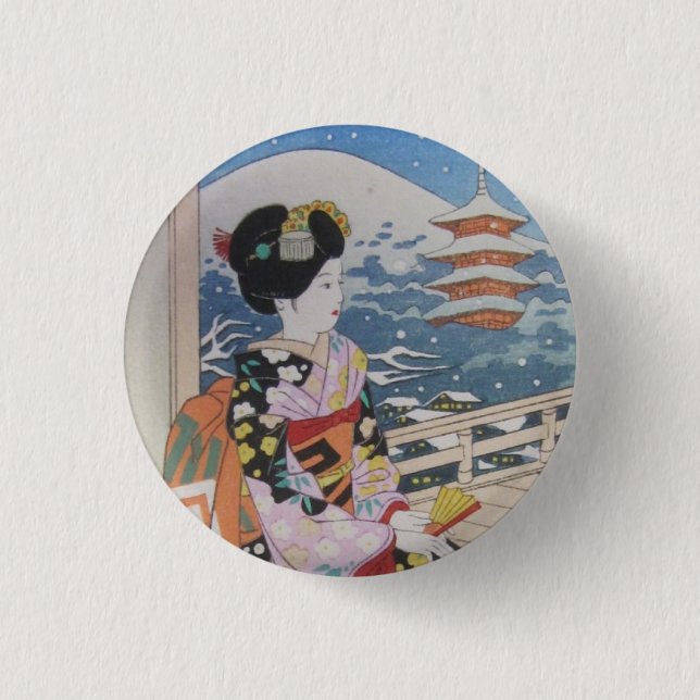 Geisha 3 Cm Round Badge (Front)