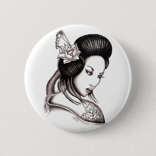 geisha 6 cm round badge