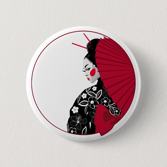 Geisha 6 Cm Round Badge (Front)