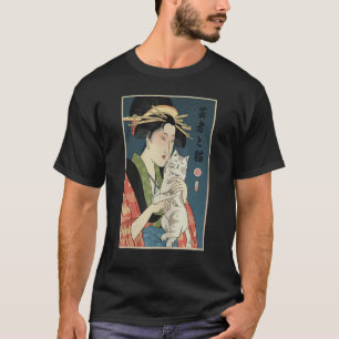 Geisha And Cat 1 Ukiyo E Japanese Warrior  Samurai T-Shirt
