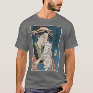 Geisha and Cat 1 Ukiyoe Japanese Warrior Lover Sam T-Shirt