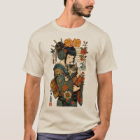 Geisha and Cat – Japanese Floral
