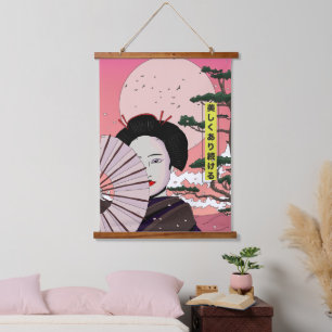Geisha Be Beautiful Japanese manga style Japanese  Hanging Tapestry