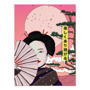 Geisha Be Beautiful Japanese manga style Japanese Photo Print