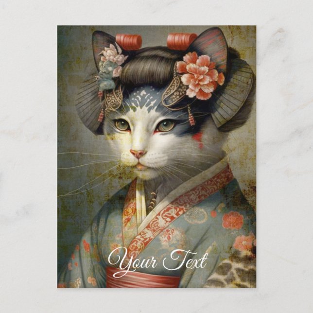 Geisha cat. Personalise.  Postcard (Front)