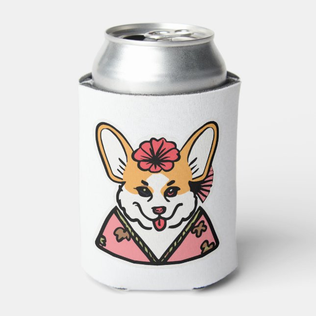 Geisha Corgi Dog Lover Welsh Can Cooler (Can Front)