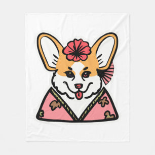 Geisha Corgi Dog Lover Welsh Fleece Blanket