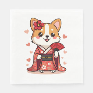 Geisha Corgi Dog Lover Welsh Napkin