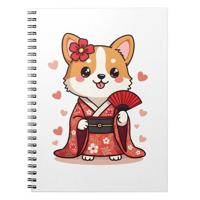 Geisha Corgi Dog Lover Welsh Notebook (Front)